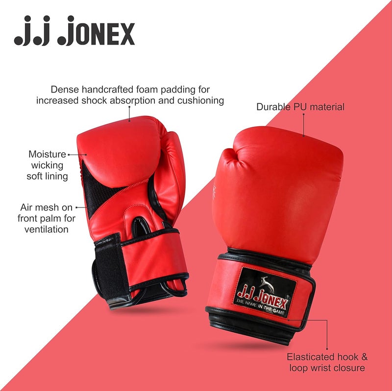 Jonex JJ Jonex Boxing Gloves, Big Boss Fighting Gloves for Adults, PU Punching Gloves (10oz, Red) - Image 2